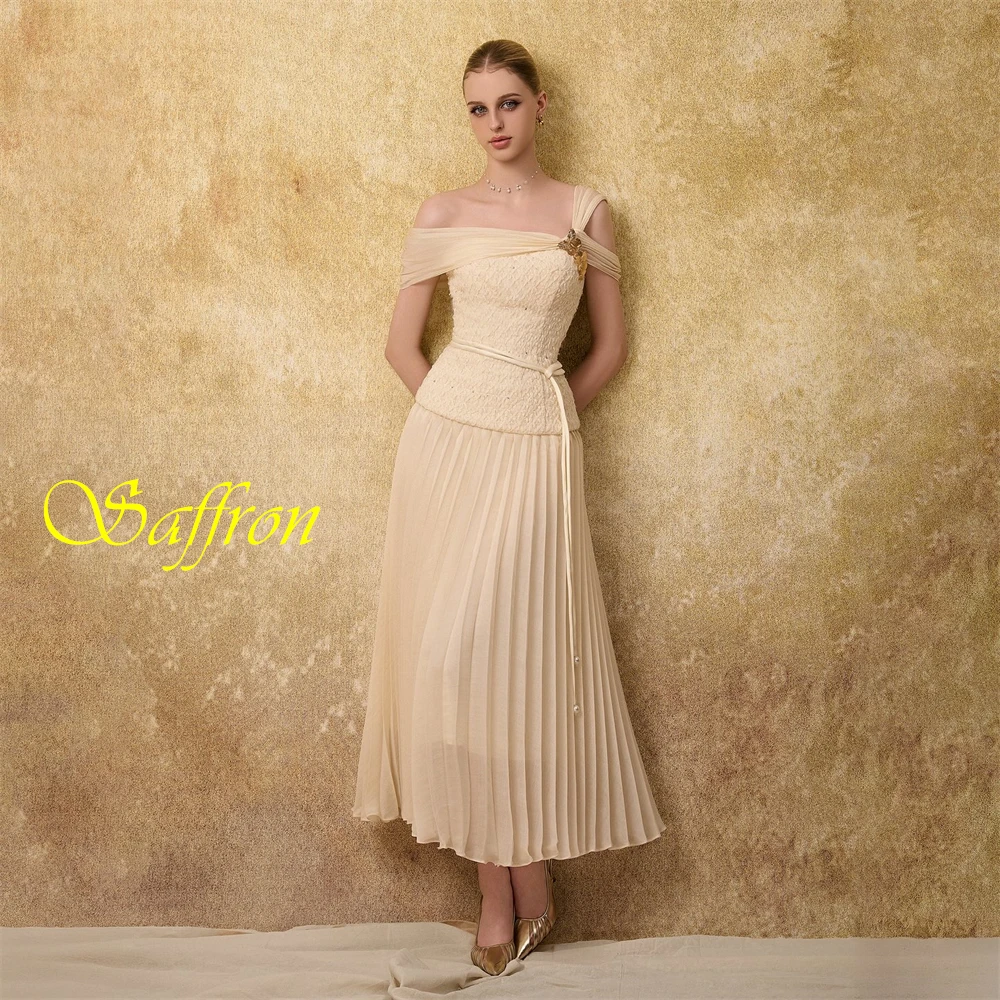 Personalizado elegante chiffon sem alças vestido de noite clássico fora do ombro vestidos de baile moda faixas vestidos de ocasião especial