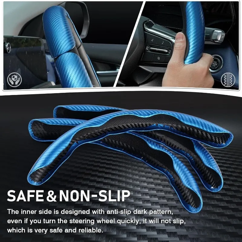 Car Carbon Fiber Steering Wheel Cover Buckle Segmented Anti Slip Steering Wheel Protector Butterfly Wing  Auto Accessory Sleeve
