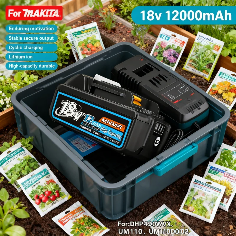 Genuin 12.0Ah 18V 🔧 Cycling charging Lithium-Ion for MAKITA Electric tool for DGA404 DDF487 DTW700C BL1860B BL1850B & More