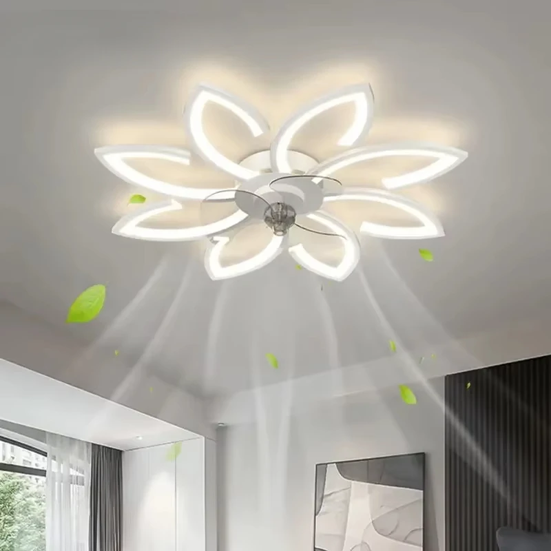 New Flower LED Ceiling Fan Lamp With Remote Control Adjustable Speed Dimmable Shaking Head Ceiling Light For Living Room Bedroom