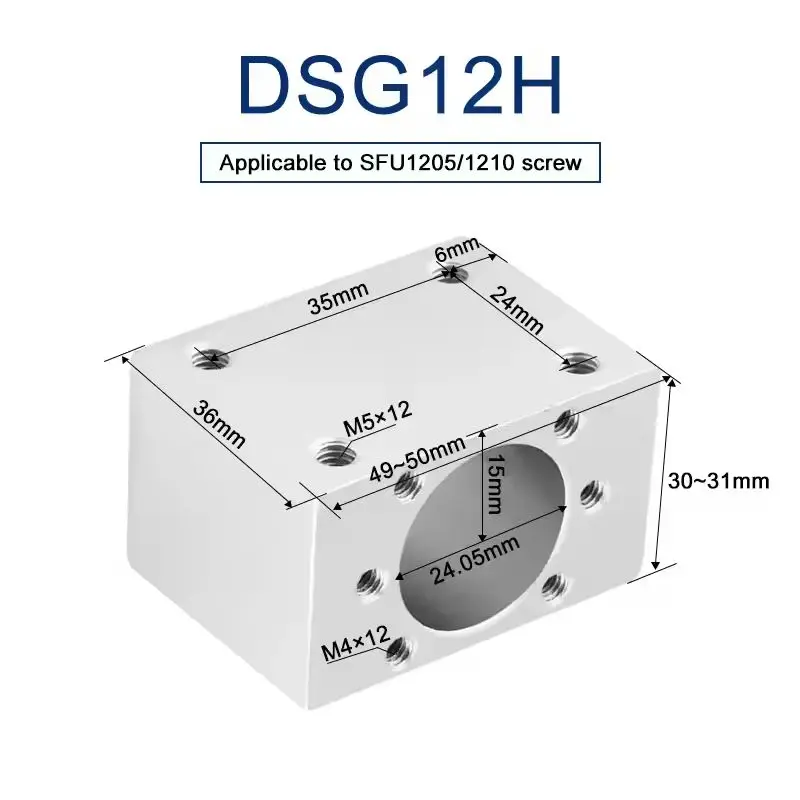 Kugelumlaufspindel-Muttergehäuse DSG12H DSG16H DSG20H Mutternhalterhalterung für Kugelumlaufspindel SFU1204/1604/1605/1610/1620/2004/2005/2010 – Detail 1