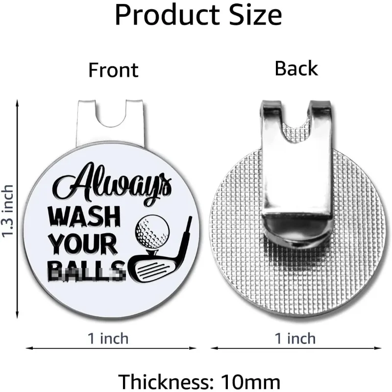 Always Wash Your Golf Ball Marker with Magnetic Hat Clip, Funny Golf Accessories and Golf Gifts for Men Women Dad Mom Grandpa