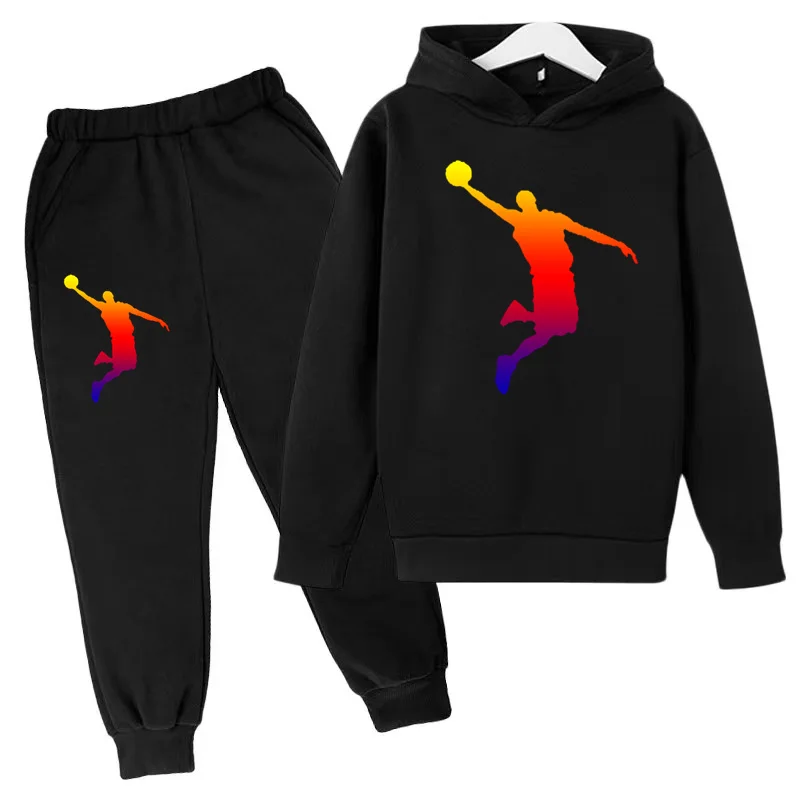 Kids Hoodie Basketball Sweatshirt Clothing Boys Girls Toddler Tracksuit Coat+ Pants 3-12 Years Jogging Sports Casual Fashion Set