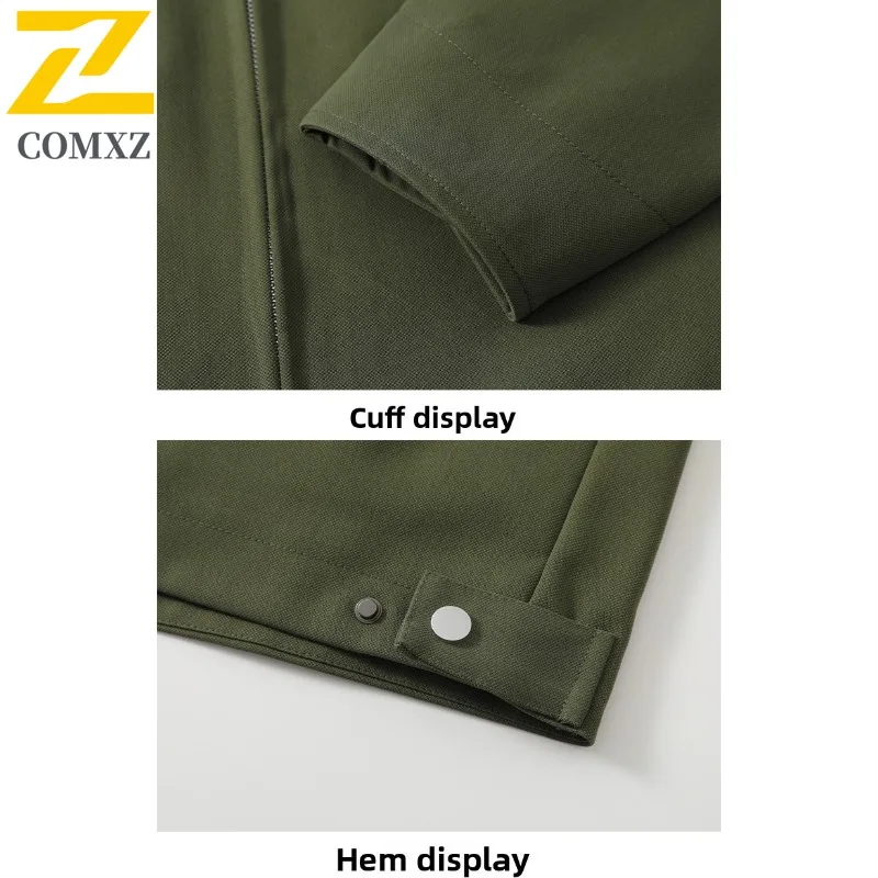 COMXZ 2025 Mens Japanese Vintage Workwear Jacket Zip Detail Casual Coat