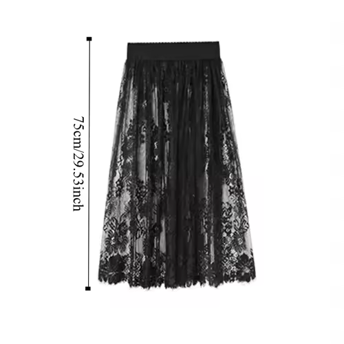 Flower Lace Underskirt Slips Anti-glare Cheongsam Mesh Underskirt Slips Dress Hight Waist Streetwear Lining Petticoat Women - Image 6