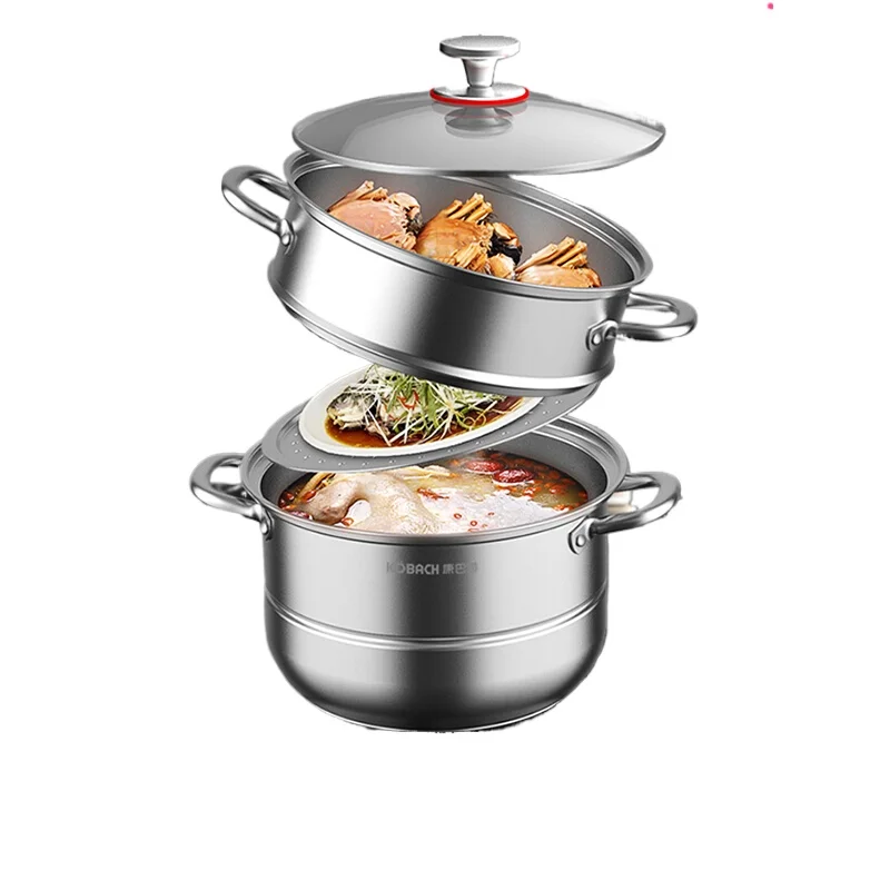 

*Steamer 304 stainless steel thickened steamer double-layer multifunctional household induction cooker gas stove small