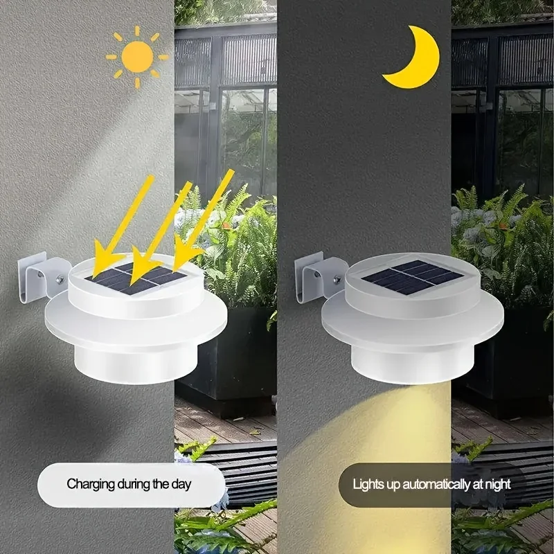 Solar Gutter Lights Outdoor Decorative LED Fence Lights,Lighting Railing,Exterior Wall,Deck,Garden Path,Backyard Sidewalk,Patios