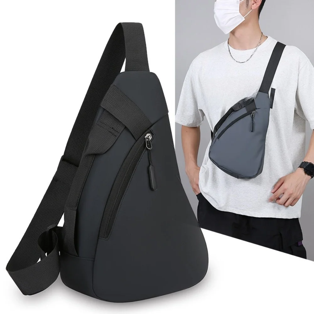 

Simple Droplet Shaped Men Chest Bag Zipper Solid color Sports Shoulder Bag Multifunctional Large Capacity Crossbody Bag Travel