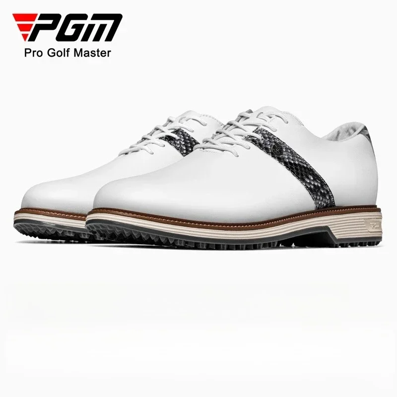 PGM Men Genuine Leather Golf Shoes with Top Layer Cowhide Snake Skin Soft Pigskin Inside Outdoor Shoes Sneakers XZ387