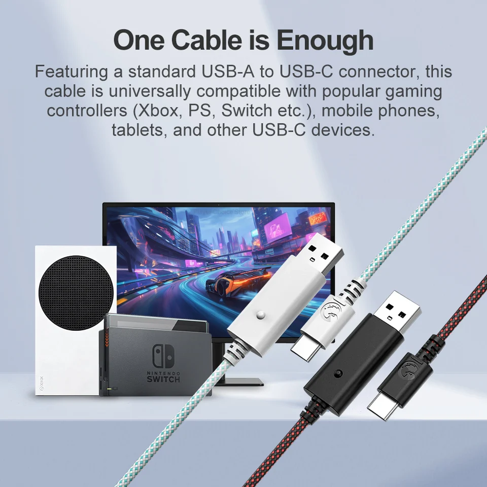 GameSir Cable Trenzado de Nylon de 3m para G7 Pro G7 Pro 8K Cyclone 2 Nova Lite X5 Lite G7 SE G8 G8+ MFi X5s Kaleid Flux Gamepad 5