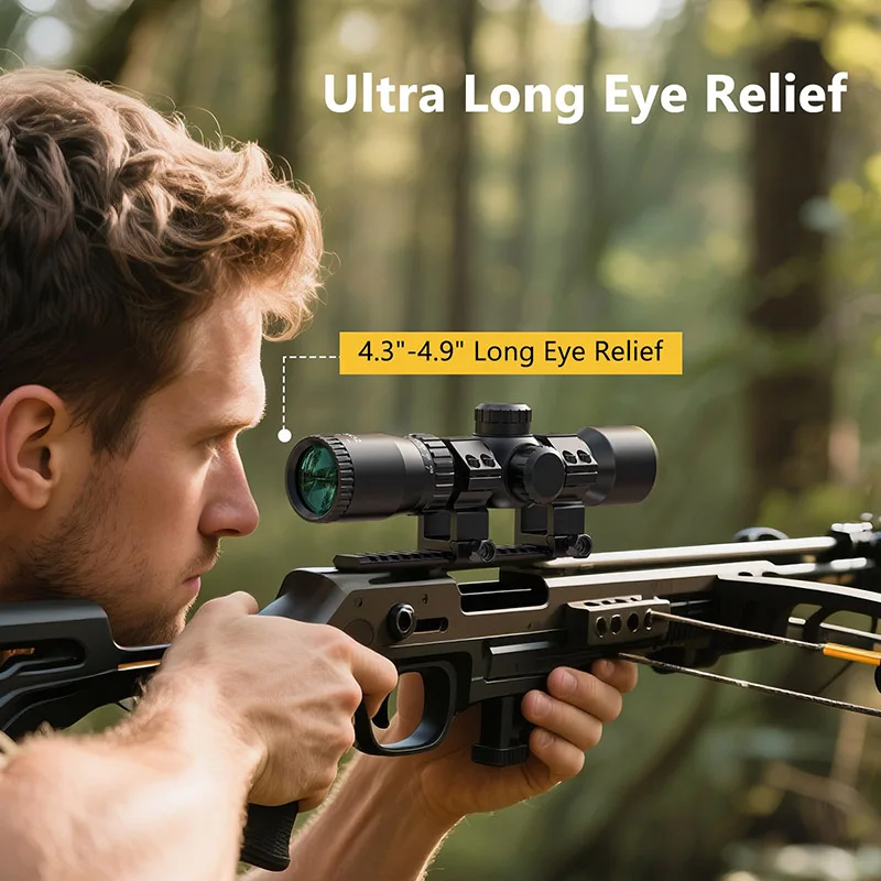 

Оптический прицел для арбалета 1.5-5x32, дальность 20-100 ярдов, баллистическая сетка на стекле с гравировкой, красная/зеленая подсветка, тактический прицел для охоты с креплением.