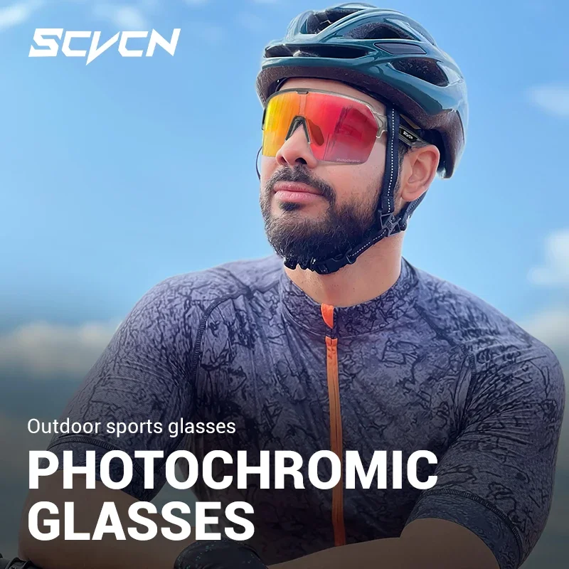 SCVCN Photochromic UV400 Protection Sports Glasses Men Women MTB Riding Windproof Goggles Driving Eyewear Cycling Sunglasses
