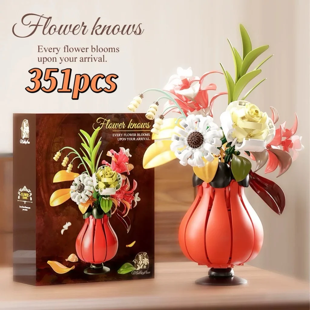 

2025 New Model 13068 Flower Bouquet Building Blocks Decorative Furniture Ornament for Men, Women, and Children Birthday Gifts