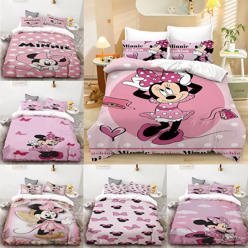 

Mickey Minnie Mouse Bedding Sets Cartoon Comforter Cover Bed Cover Duvet Cover Pillow Case 2-3 Pieces Sets Kids Adult Size