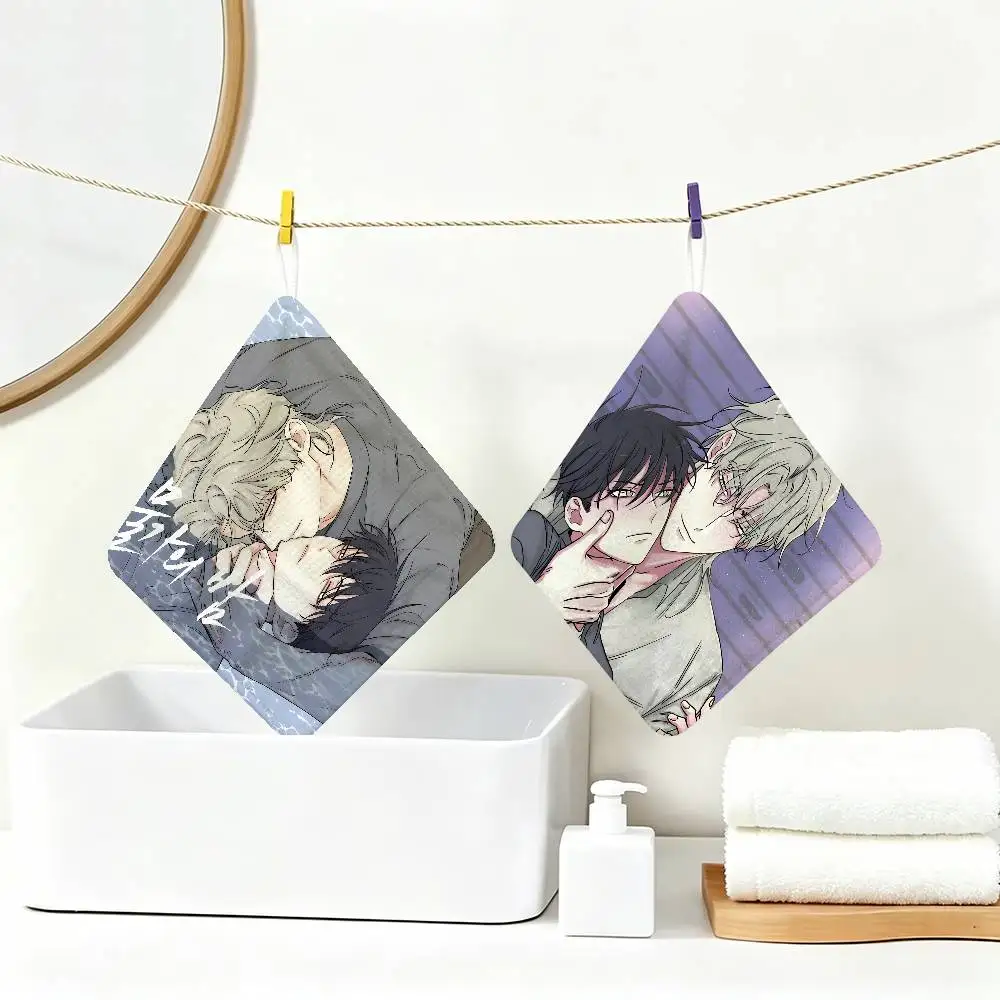 Low Tide In Twilight Anime Polyester Cotton Hand Wiping Towel with Hanging Loop, Lightweight for Home and Commercial Use