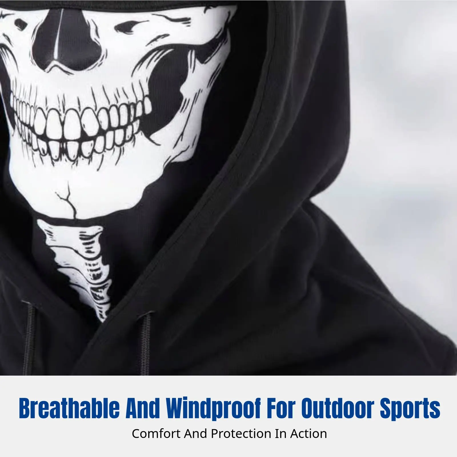 Skeleton Face Cover, Thermo-Fleece-Halswärmer, winddichte Fahrrad-Kopftuchmütze, Unisex, zufällige Farbe