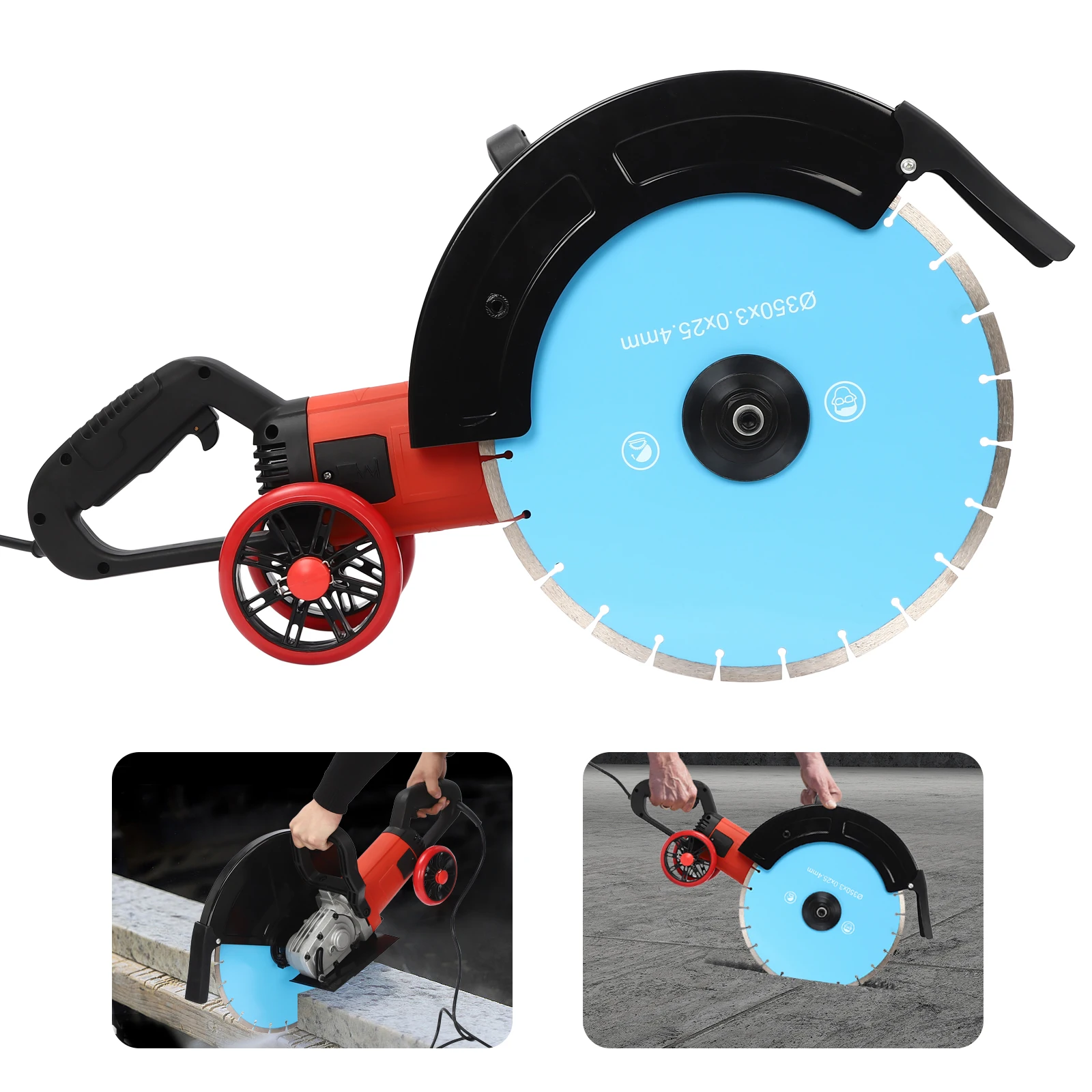 

3500W Electric Concrete Saw, 3800rpm Dust-free Slotting,Adjustable Depth,with Blade, for cutting stone, concrete, red brick,etc