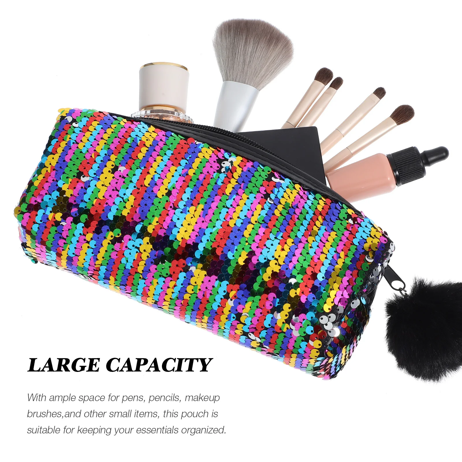 Leuke etui voor trendy make-uptas met pailletten, klein reisetui, organiserende pennen, markers, lippenstiften, dagelijkse accessoires