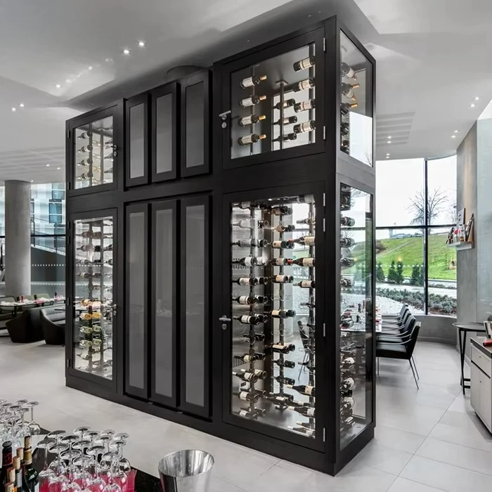 Stainless Steel Living Room Wine Bar Cabinet Modern Wine Display Storage Cabinet With Bottle Holder For Home Bar Furniture