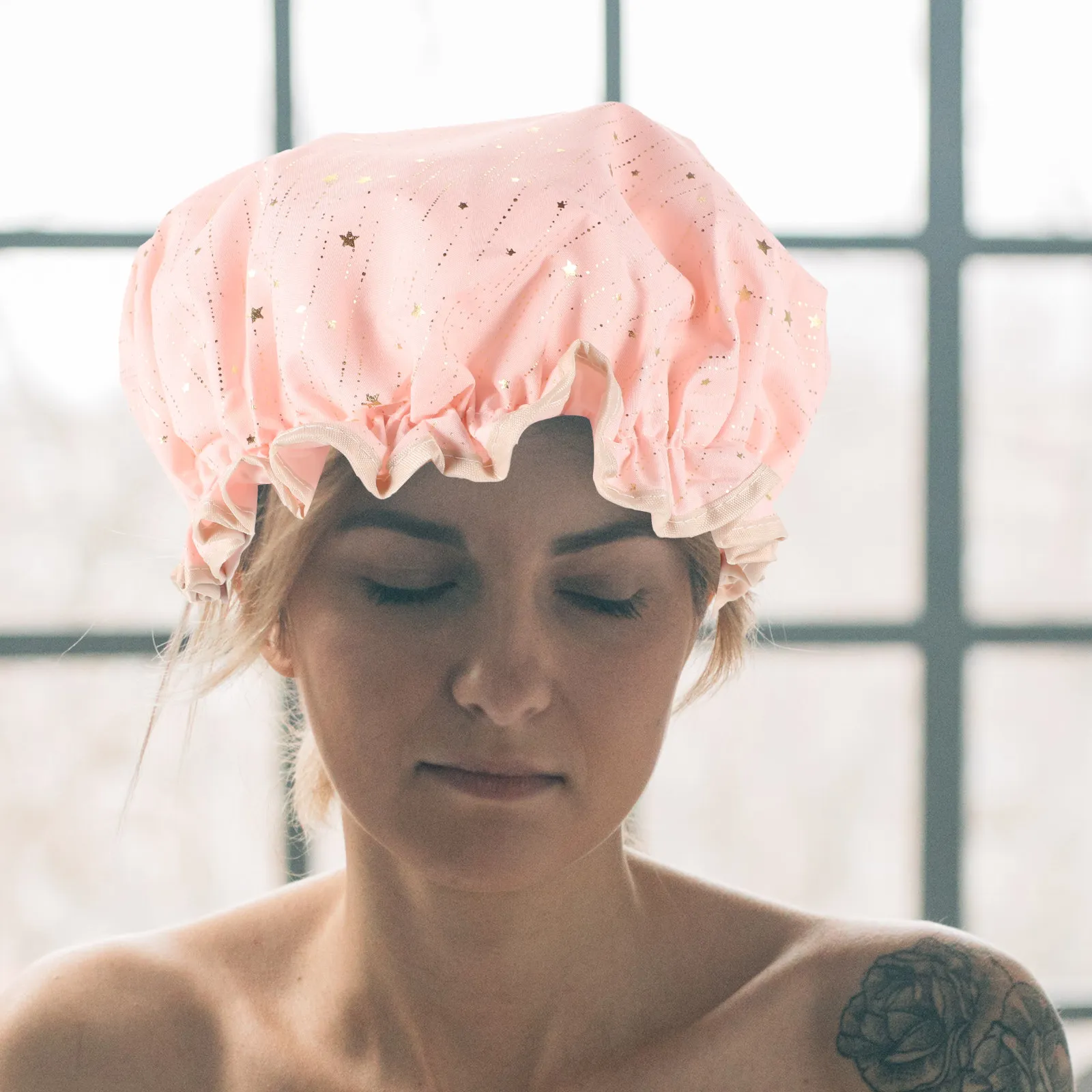 

2 шт. многоразовые водонепроницаемые шапочки для душа для женщин, двухслойные шапочки для ванной с креативным принтом, шапочки для душа для взрослых