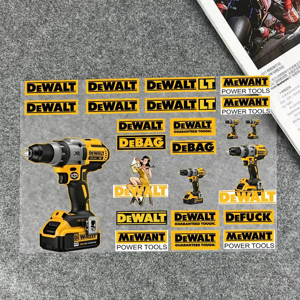 DEWALT 스티커 모토 스티커 자동차 바디 범퍼 윈도우스 오토바이 노트북 벽 비닐 데칼 자동차 튜닝 액세서리