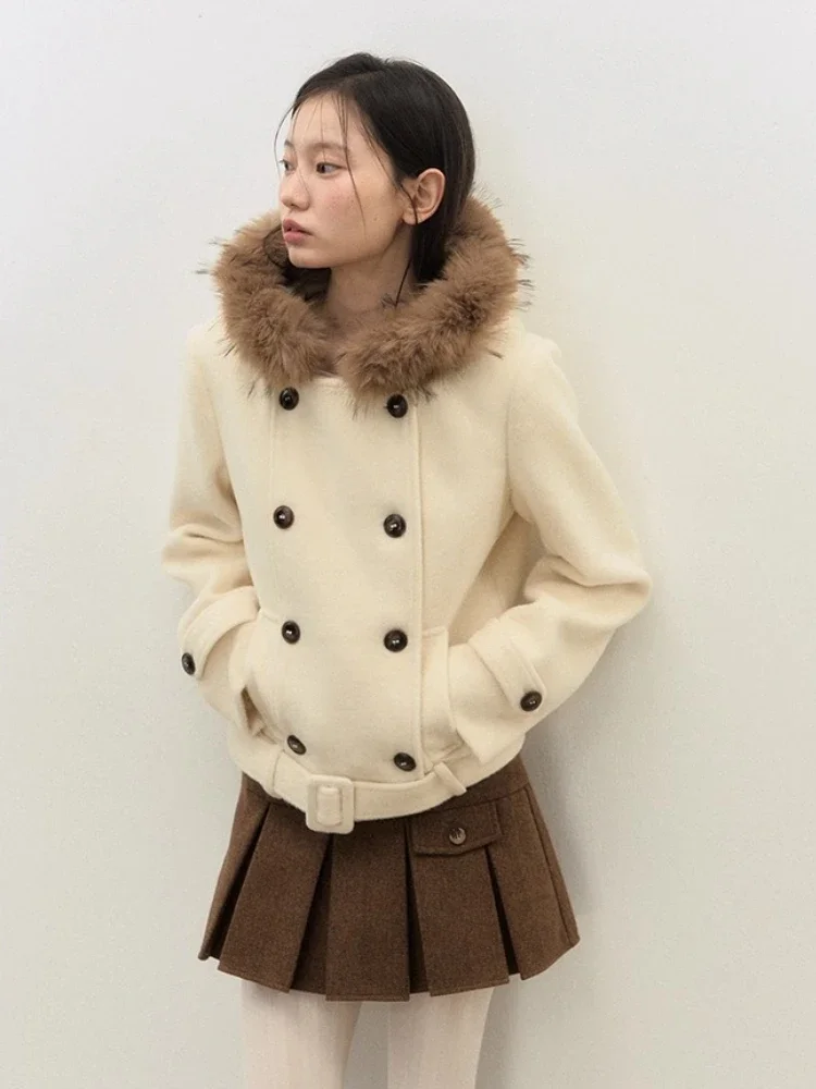 

Короткие пальто из искусственного меха женские Casuak Y2k 2000-х годов американские винтажные тонкие осенние и зимние куртки с верхней одеждой с капюшоном пальто