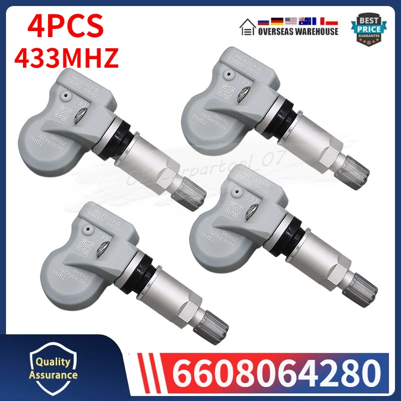 

4 шт./лот, датчик шин 6608064280 для 2023-2024 Geely Atlas COOL Geometry G6 Galaxy L6 L7 TPMS 433 МГц, система контроля давления в шинах