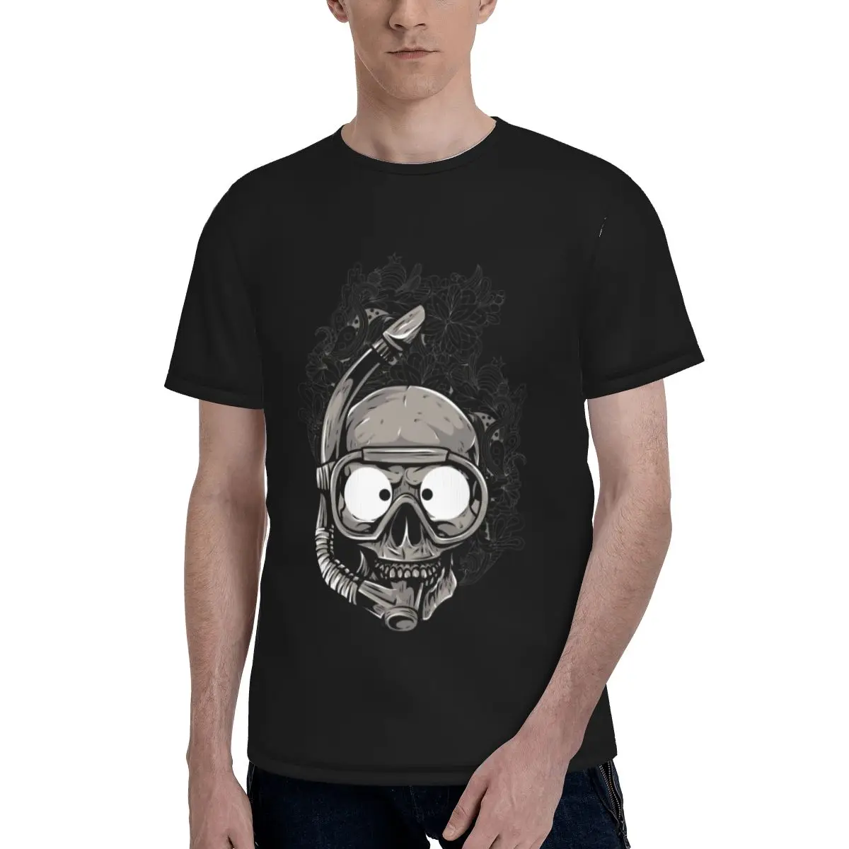 Новинка, Мужская футболка с черепом для дайвинга и дайвинга, Мужская футболка с коротким рукавом, Повседневная футболка с принтом, модная футболка