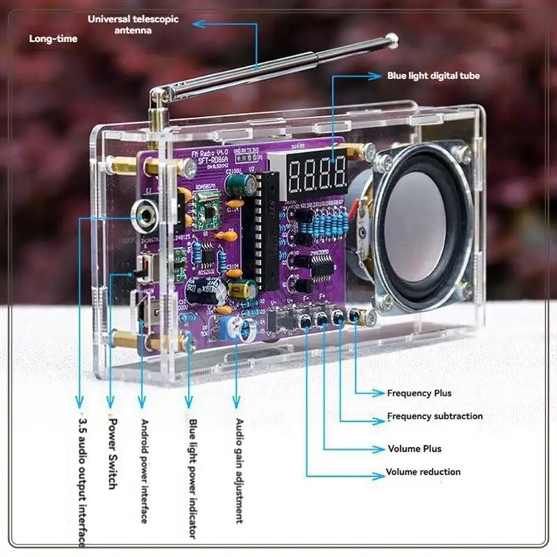 

Reliable-DIY FM Radio Electronic Radio Adjustable Frequency 87.5-108Mhz With Sspeaker Digital Display DIY Soldering Project,DIY