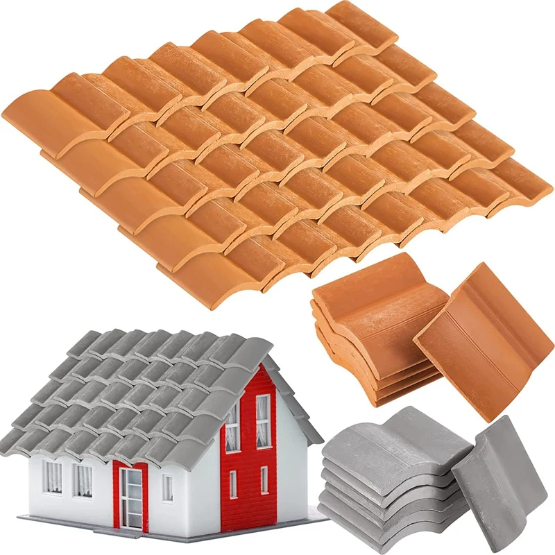 

Best 200Pcs Roof Tiles Building Set Miniature Tiles Mini Dollhouse Shingles Fake Tile Landscape Garden Diorama Roofing