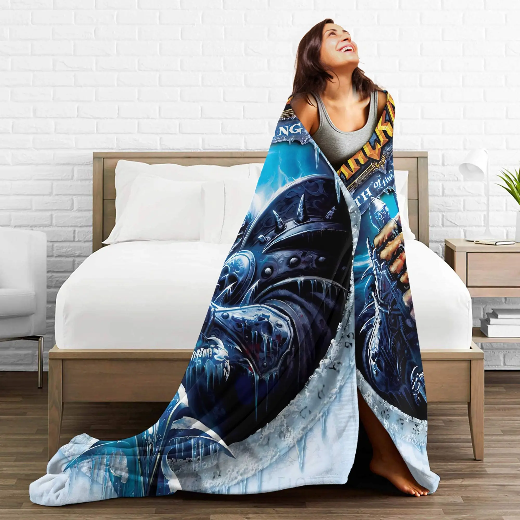 WOW World of Warcraft Arthas ريترو لعبة البطانيات الناعمة السفر أفخم رمي بطانية نمط غرفة نوم الفانيلا المفرش غطاء أريكة #4