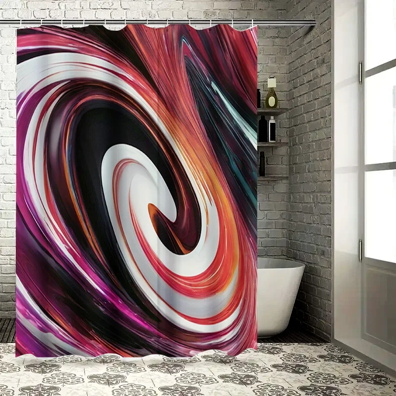 

Занавеска для душа Whirlpool, водостойкая занавеска для ванны, тканевый принт, акварель, художественный современный дизайн, красный, черный, белый, оранжевый, красочный