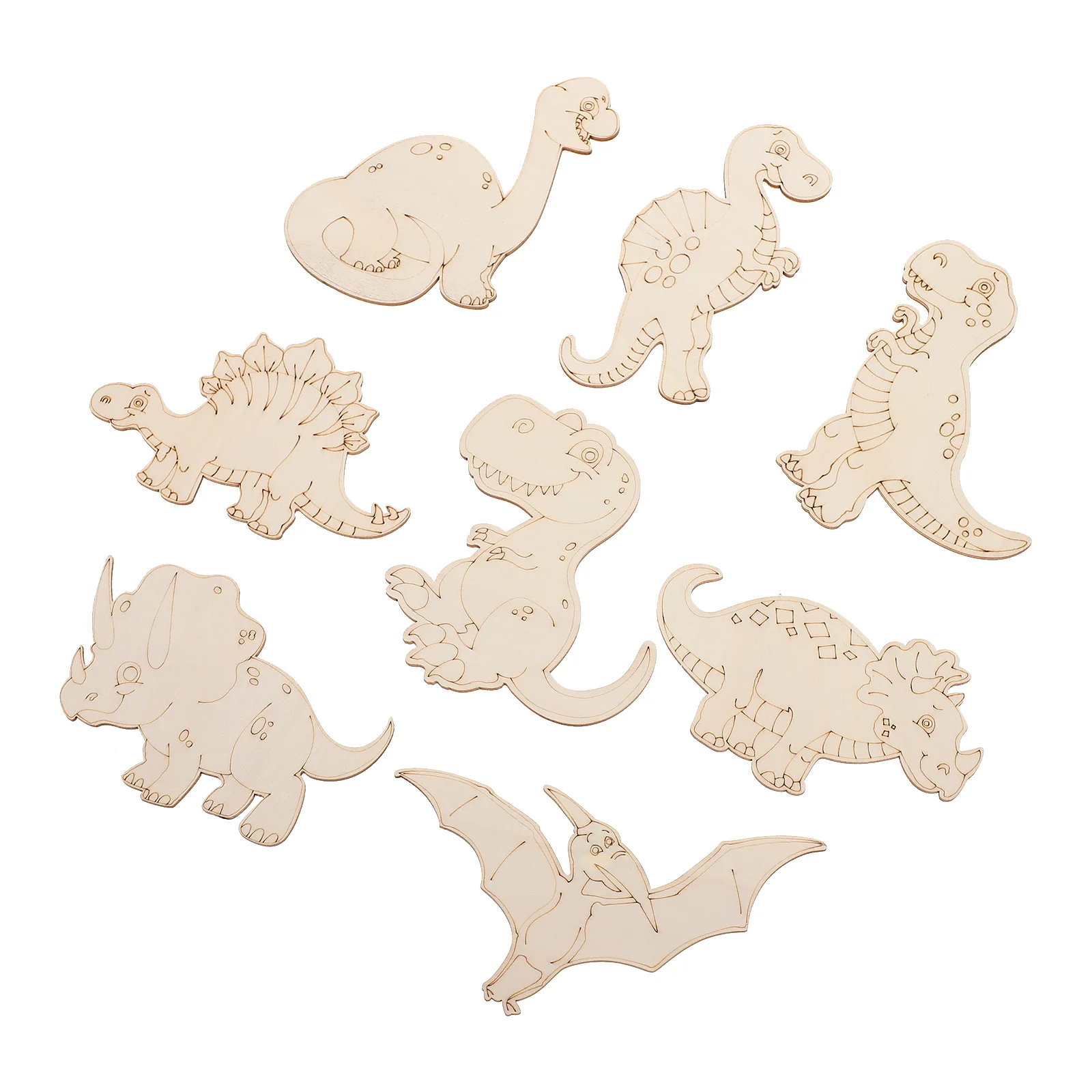 8 Pcs Kids and Crafts Wooden Dinosaur Chips Toy Painting Toys Graffiti DIY