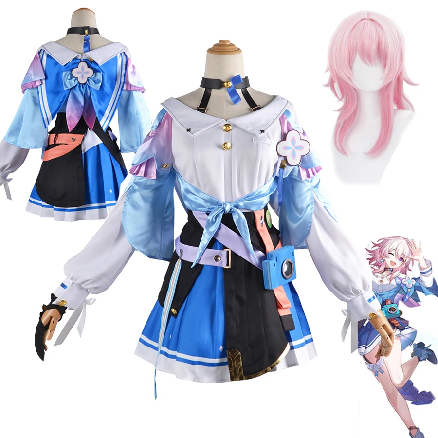 

Honkai Star Rail March 7th Cosplay Costumes Wig Game Honkai Cosplay 7th March Uniform Dress Suit Women Halloween Party Clothes