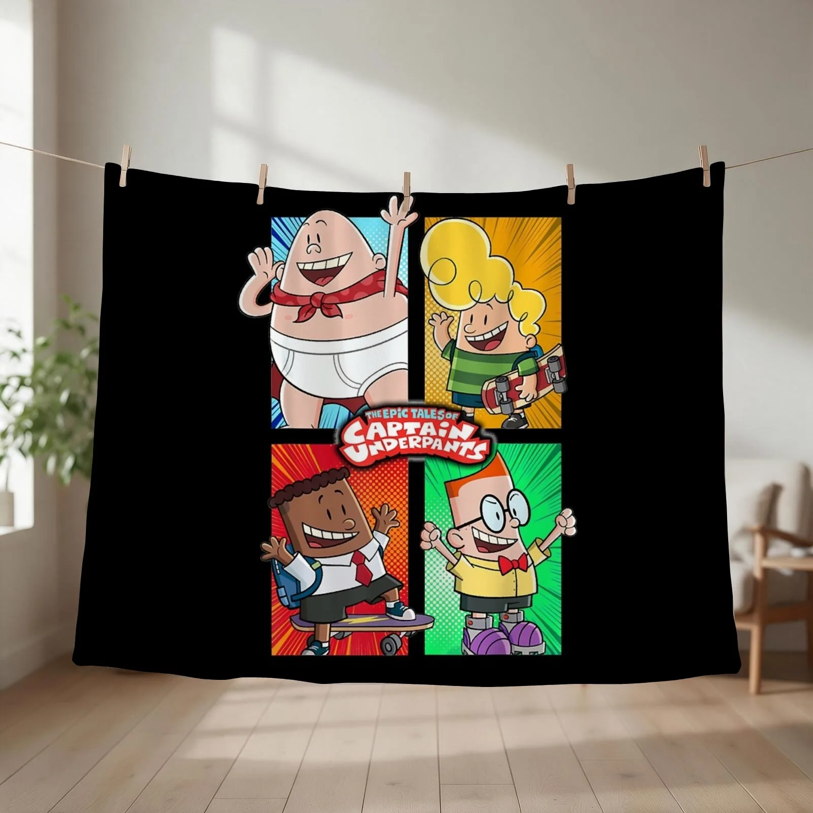 Birthday Gifts Captain Underpants The First Epic Movie 4 Square Friends Throw Blanket