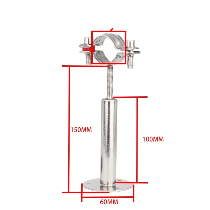 15-89mm OD Stainless Steel SS304 Pipe Clamp Clip Support Bracket With Base Plate Pole Length 30-50mm/50/100mm/100150mm/150-200mm