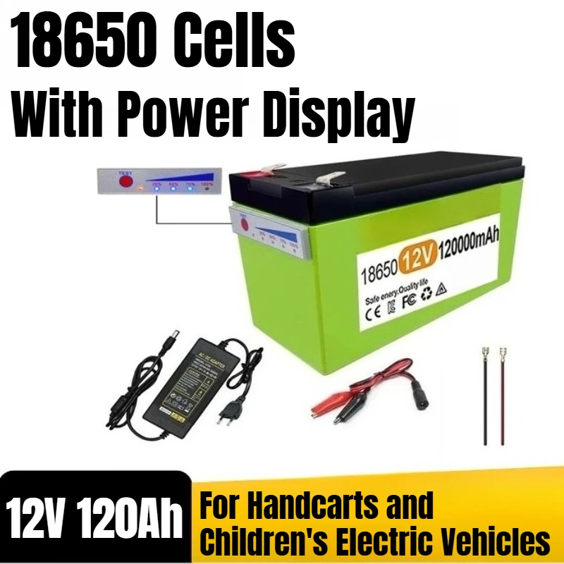 

12V Lithium Battery Pack with Power Display 18650 Cells for Handcarts and Children's Electric Vehicles
