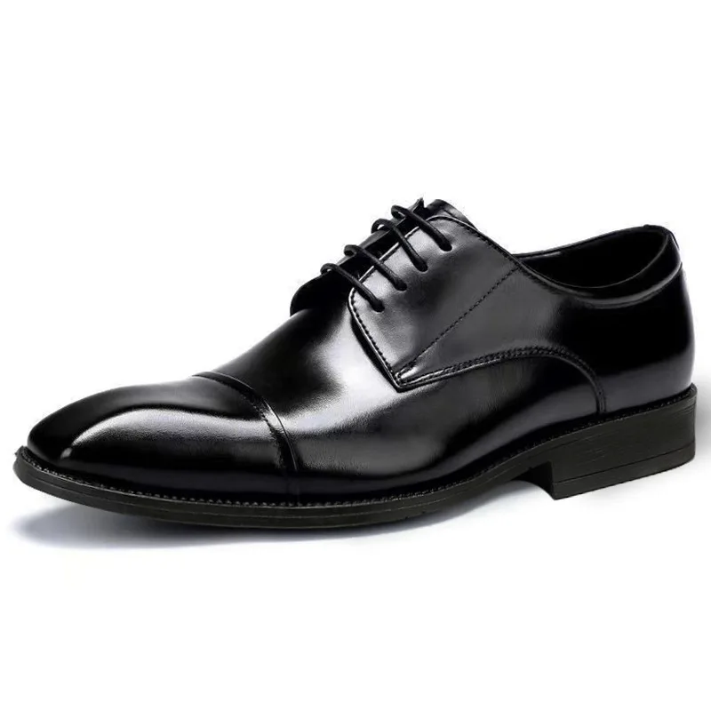 Men's PU Leather Square Toe Derby Shoes Classic Lace-Up Business Casual Formal Wedding Shoes Comfortable Non-Slip Oxfords