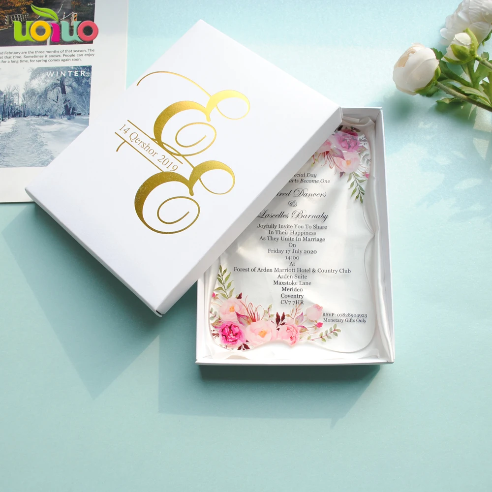 Curve Shape Hot Sale Transparent Custom Wedding Invitation Card,Acrylic engagement invitations,Customized Name and Date