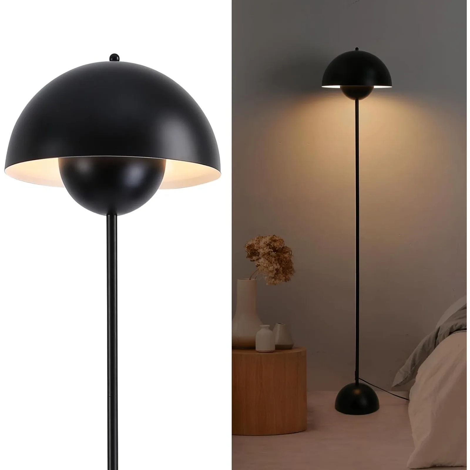 

US Modern Floor Lamp for Living Room, Industrial Tall Standing Lamp for Bedroom, Metal Shade Reflecting Light Reading Floor Lamp