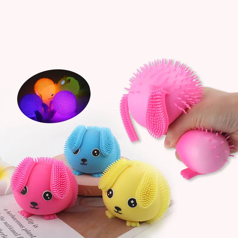 

Светящийся пушистый сенсорный шарик с мультяшным кроликом, сжимаемый щепотка, детская игрушка для снятия стресса, мягкие игрушки с животными, анти-тревожные игрушки, подарки