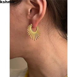 kshmir  Metal Exaggerated fan-shaped Earrings for women with geometric irregularly shaped earrings and jewelry Accessories gift