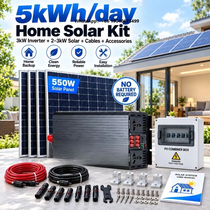 5kWh Day Africa Home Off-grid Energy Storage System Solar Inverter Panel Controller Accessories Solar Backup  p002