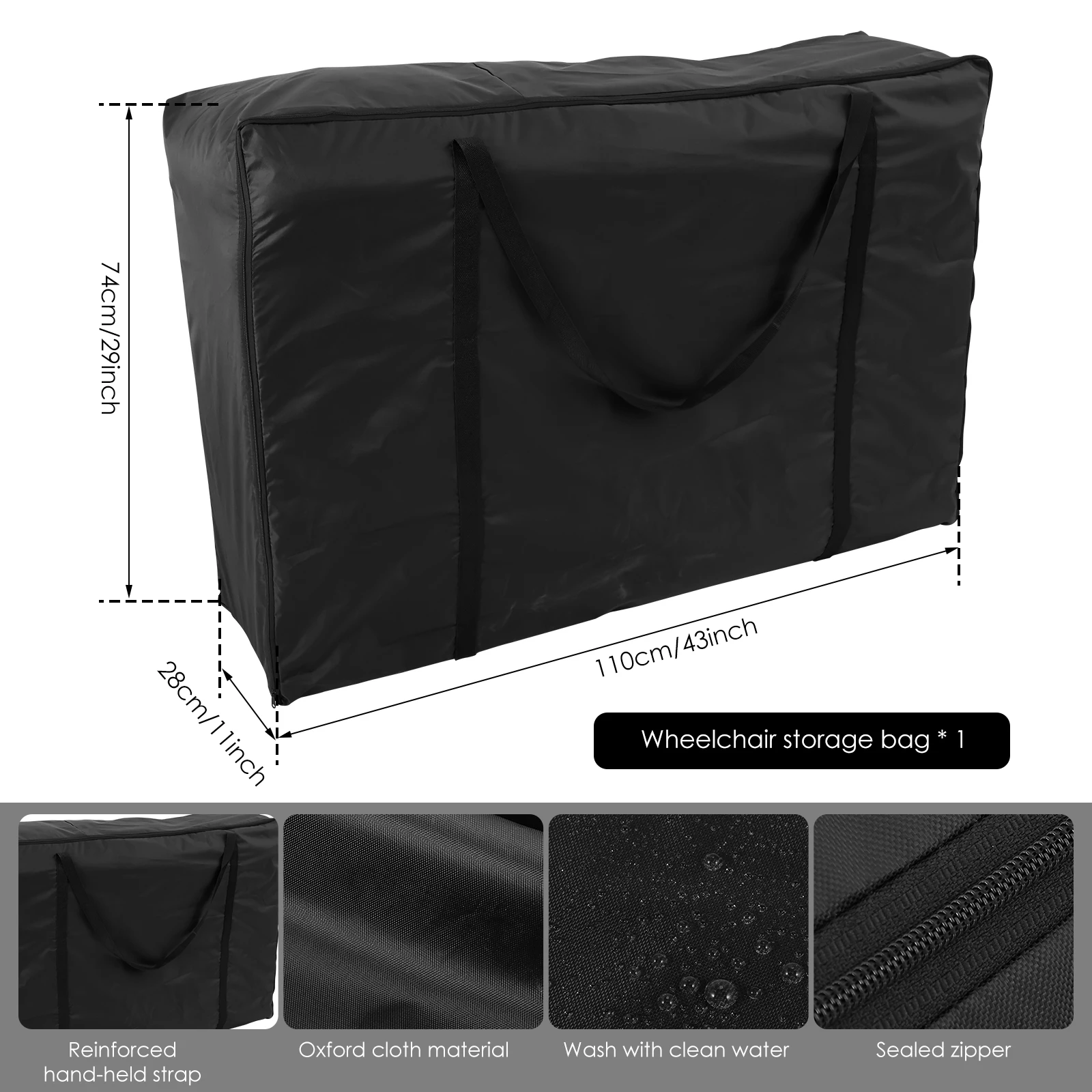Rollator Travel Bag Foldable Wheelchair Storage Bag Waterproof Folding Wheelchair Bag Wear Resistant Transport Chair Walker Bag