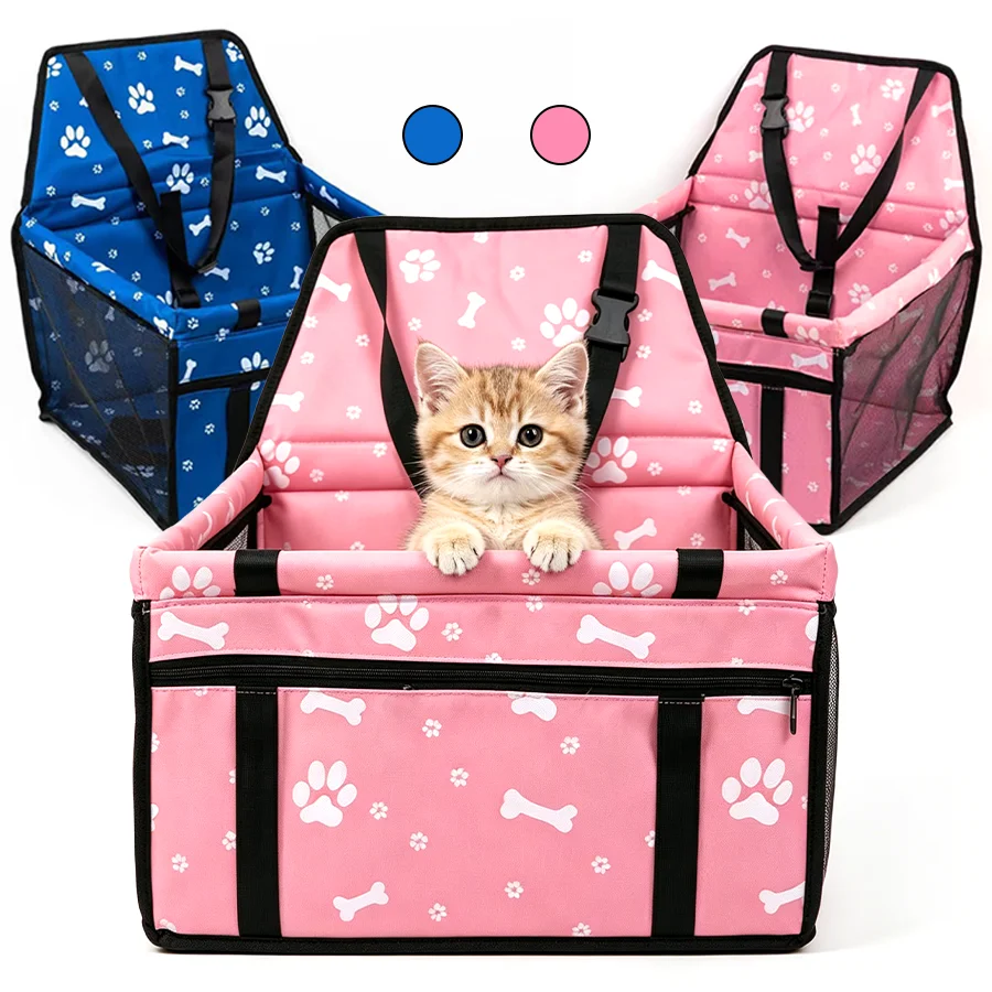 

2 Colors Car Seat Pet Carrier Bag, Breathable Mesh Design for Cat Small Dog Outdoor Walking Travel Car Use, Safety Basket XJM