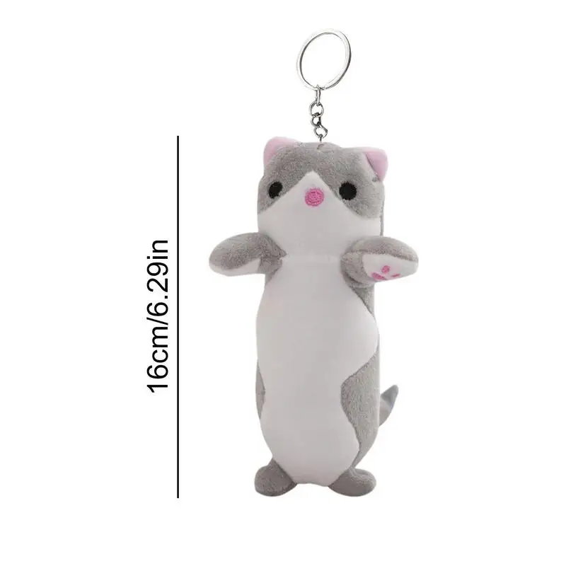 Chaveiro Gato De Pelúcia, Corpo Longo Macio, Pelúcia, Animal De Pelúcia, Chaveiro, Pingente, Brinquedo Da Boneca, 16cm