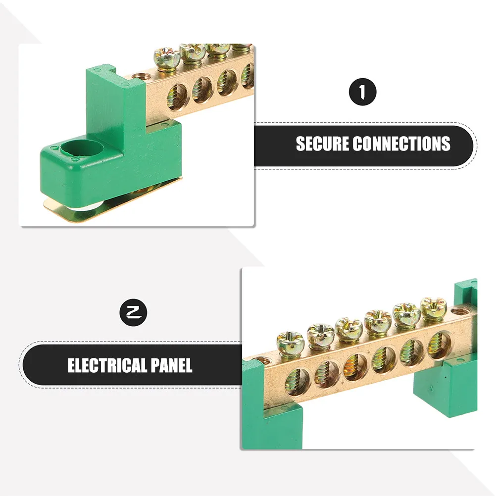 3Pcs Copper Ground Terminal Block Fixed Terminal Strip for Electrical Panel Power Distribution Block Electrical Connection