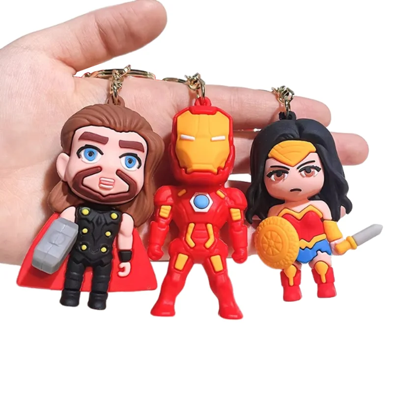 MINISO Anime Cartoon Marvel Spider-Man Iron Man Captain America Hulk Car Keychain Men Women Bag Pendant Children Birthday Gift