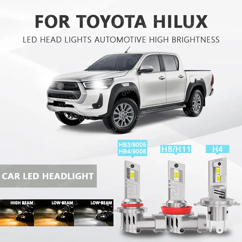 

For TOYOTA Hilux 2PCS H4 H8H11 Light LED Chips Head Lamp HB3(9005) HB4(9006) Fog Lights Bulb Accessories with heat sink
