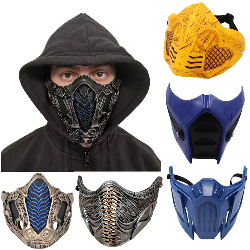 

New2023 Game Mortal Kombat Sub-Zero Scorpion Mask Cosplay Costume Resin Masks Props Halloween Party Accessories2025